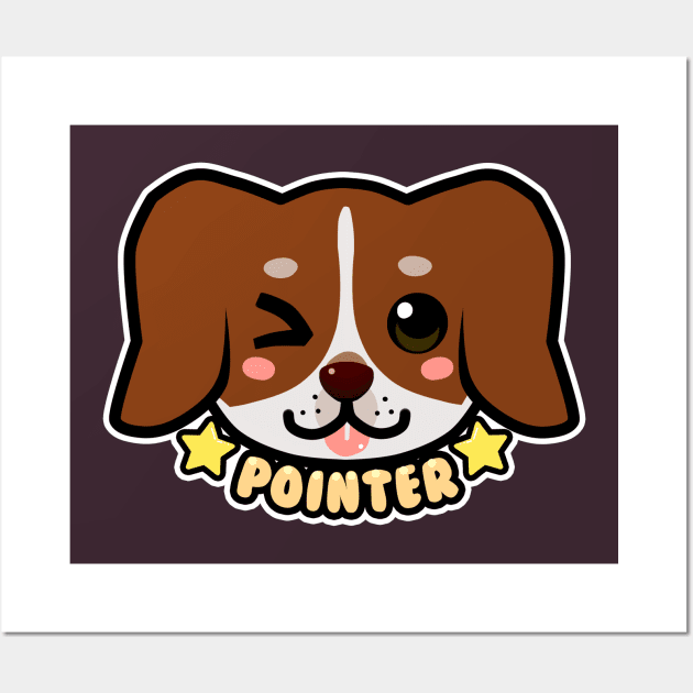 KAWAII Chibi Pointer Dog Face Wall Art by TechraNova